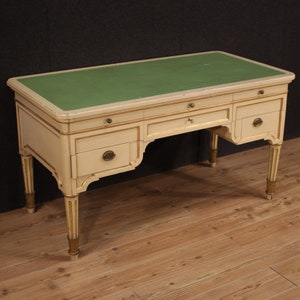 Writing desk lacquered table furniture vintage painted wood 20th century 900