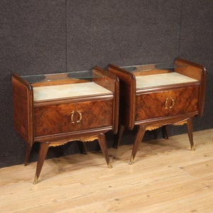 Pair of nightstands Italian design 2 furniture vintage modern bedside tables