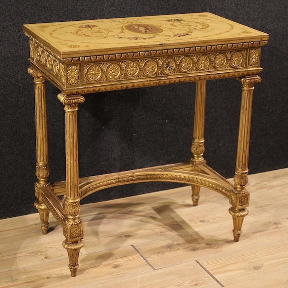 French side table signed Sormani lacquered gold furniture style Louis XVI 900