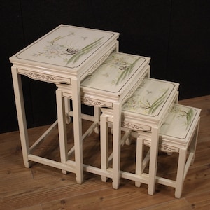 French interlocking furniture coffee tables wood chinoiserie living room 900