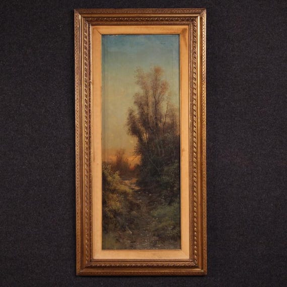 Signed Marko painting Italian antique artwork oil on canvas landscape 19th cent