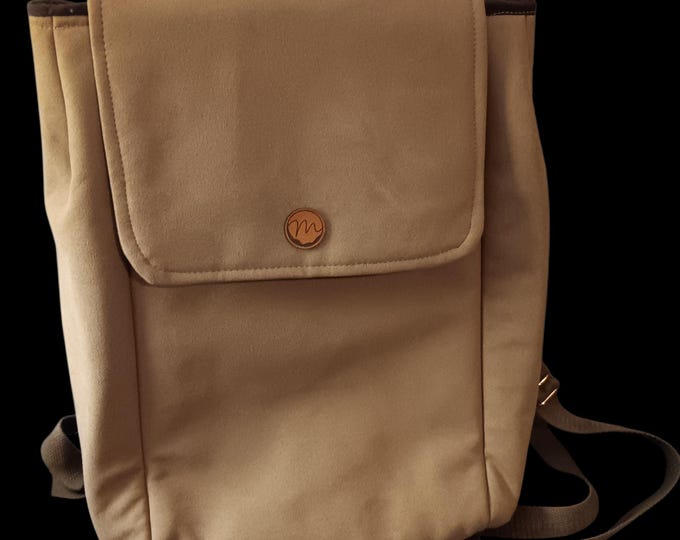 Brown Faux Suede Leather Backpack