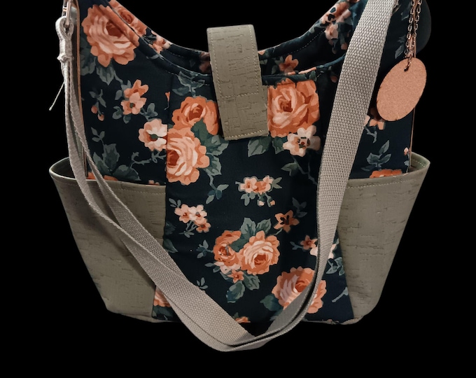 sage green floral shoulder bag
