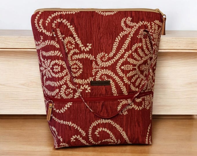 Custom Double Zipper Tote Bag, Personalized Embroidery, Canvas Handbag, Eco-Friendly