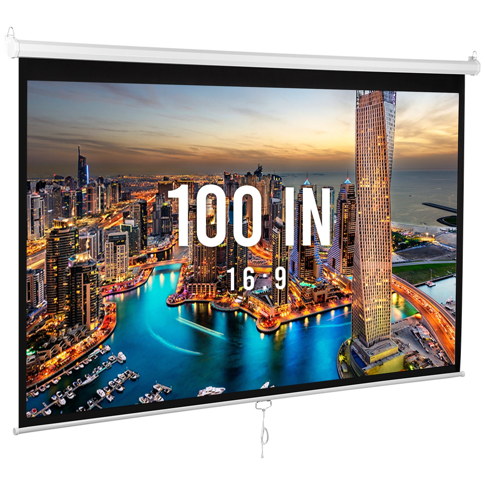 100 Inch Pull Down Projector Screen 169 HD Wide With Auto Etsy