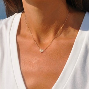 Colar inicial de coração | Colar de aço inoxidável | Coração minúsculo | Joias personalizadas | Kette com inicial | Kette