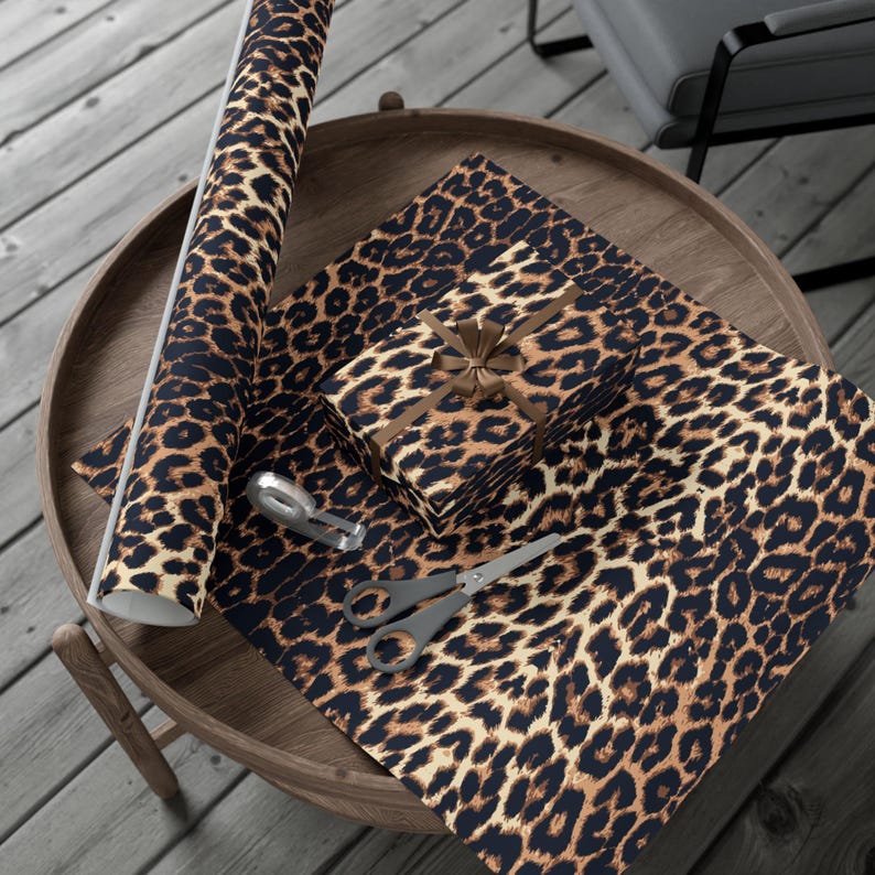 Eco Friendly Paper Leopard Print Wrapping Material Stylish Gift Packaging Luxury Present Decoration Animal Pattern Design Birthday Celebration Package Holiday Wrapping Paper Satin Finish Option Matte Look Available Chic Presentation Style