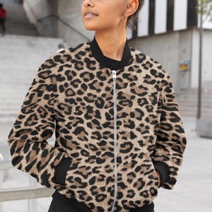 Leopard Print Bomber Jacket, Unisex Fashion Outerwear