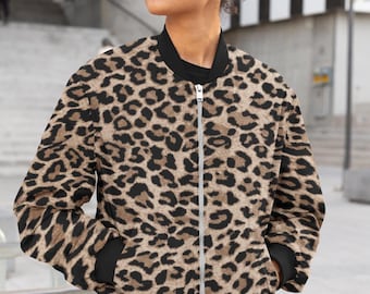 Chaqueta bomber con estampado de leopardo, prenda exterior unisex de moda