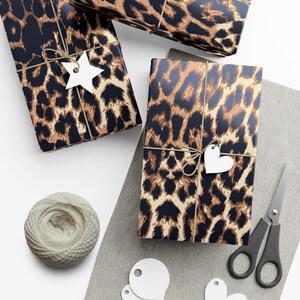Stylish Packaging Paper Leopard Print Design Gift Wrapping Material Birthday Present Ready Holiday Decoration Perfect Animal Pattern Detail Luxury Look Finish Eco Friendly Option Satin Texture Available Matte Surface Choice Special Occasion