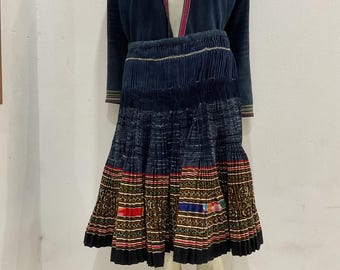 Vintage tribal Hmong women hemp cotton skirt in the north of Vietnam