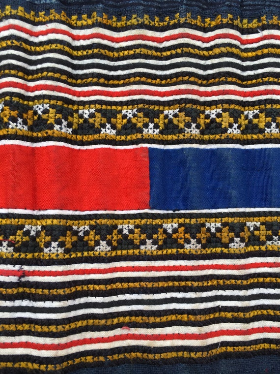 Vintage tribal Hmong hand woven silk cotton hemp … - image 4