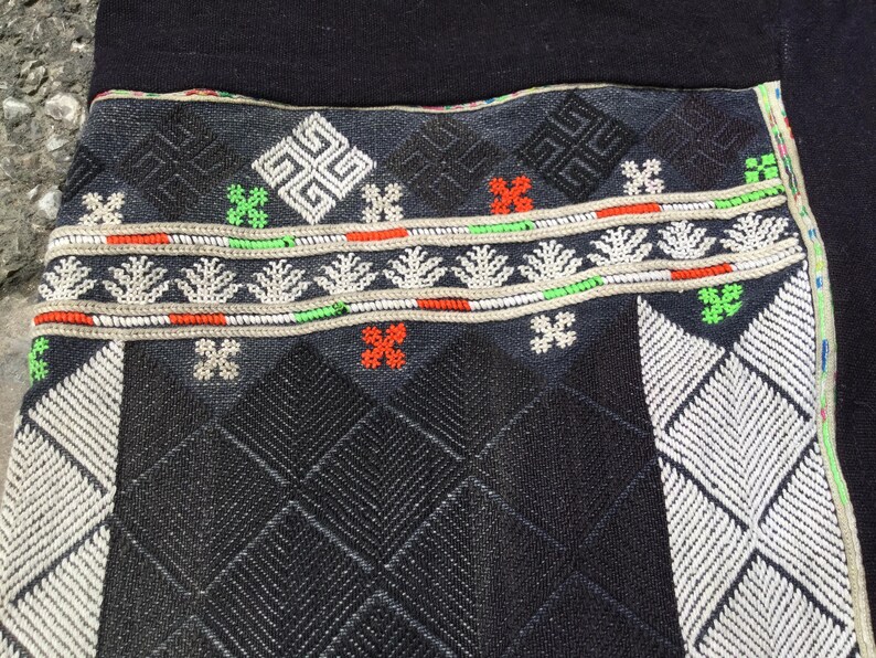 Vintage tribal RedDao women trousers hand embroidered cotton in LaoCai area,north of Vietnam