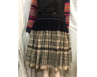 Vintage tribal Hmong women hand woven hemp skirt