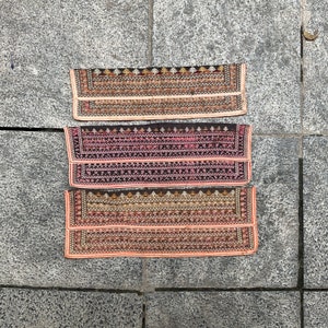 Vintage tribal Red Dao embroidery pieces in Yên Bái area,in the north of Vietnam