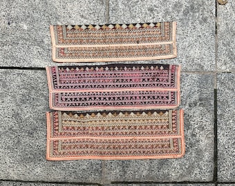Vintage tribal Red Dao embroidery pieces in Yên Bái area,in the north of Vietnam