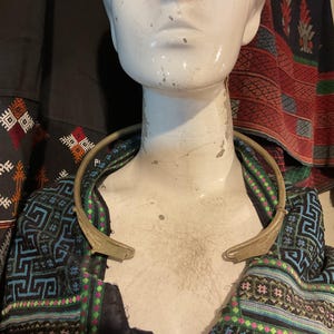 Vintage tribal Hmong Torque Necklace Chain Choker Handcarved in the north of Vietnam