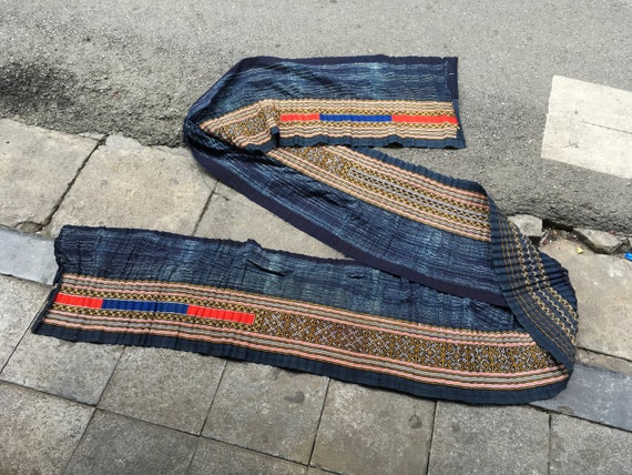 Vintage tribal Hmong hand woven silk cotton hemp … - image 2