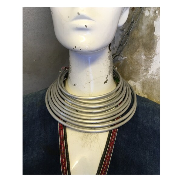 Vintage tribal Hmong aluminum necklace chokers set of 10  pieces in Mai Chau area,north of Vietnam