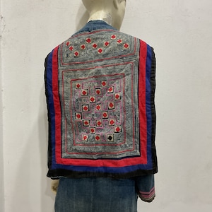 Vintage tribal Hmong batik, portabebés bordado del norte de Vietnam