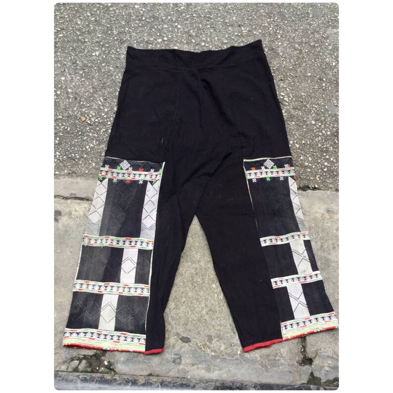Vintage tribal RedDao women trousers hand embroidered cotton in LaoCai area,north of Vietnam
