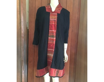 Vintage tribal Black Thai wedding long dress in Son la area,north of Vietnam