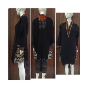Vintage tribal Red Dao women long dress in Lao Cai  area,north of Vietnam