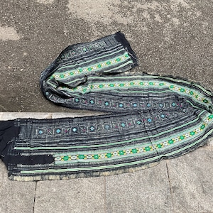 Vintage tribal Hmong batik hand dye indigo cotton roll from the north of Vietnam