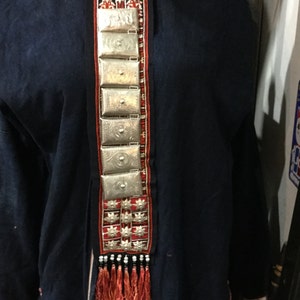 Vintage tribal Red Dao women silver bib from HaGiang province in the north of Vietnam image 1