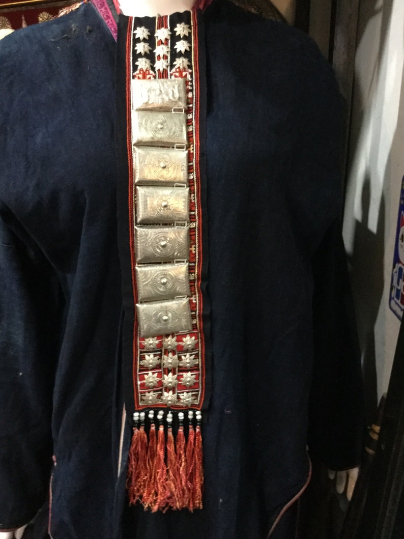 Vintage tribal Red Dao women silver bib from HaGiang province in the north of Vietnam image 1