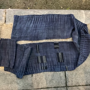 Vintage tribal Hmong hemp natural indigo color hand woven fabric in the north of Vietnam