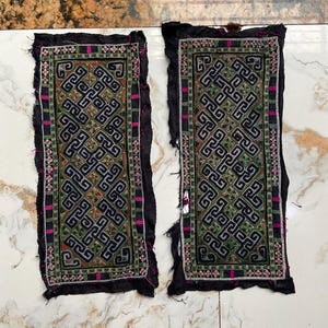 Vintage tribal Black Hmong embroidery collars in Sapa,LaoCai province in the north of Vietnam