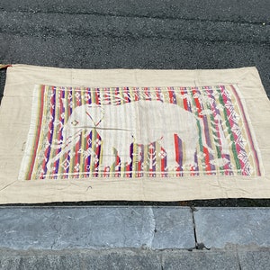 Vintage tribal White Thai cotton fibers blanket in Nghe An area,in the center of Vietnam