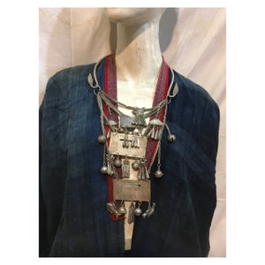Vintage tribal Hmong LoLo silver necklace in Ha Giang area,north of Vietnam
