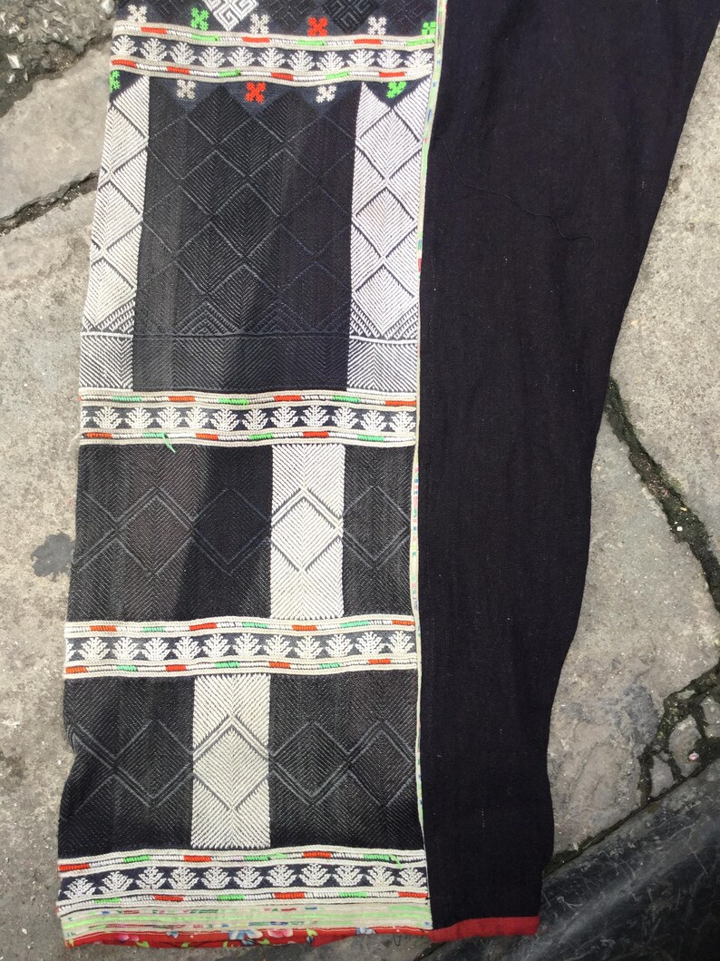 Vintage tribal RedDao women trousers hand embroidered cotton in LaoCai area,north of Vietnam