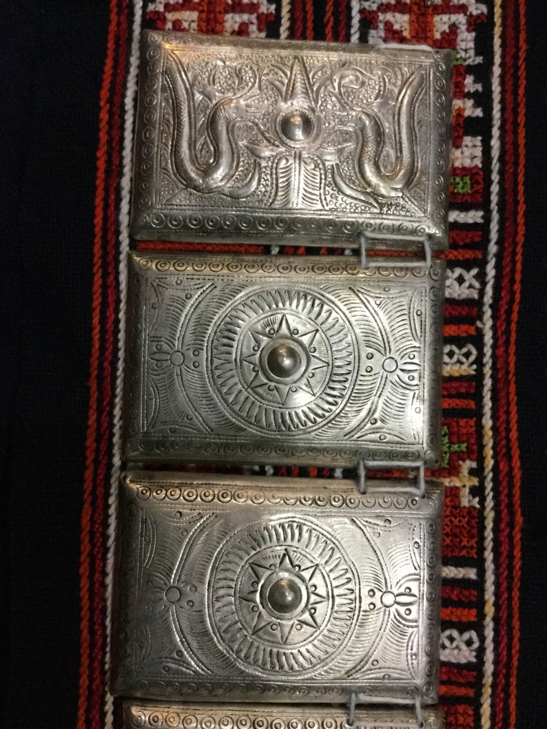 Vintage tribal Red Dao women silver bib from HaGiang province in the north of Vietnam image 4