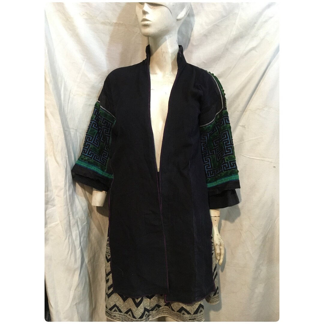 Black Tribal Tunic Dress with Pockets
