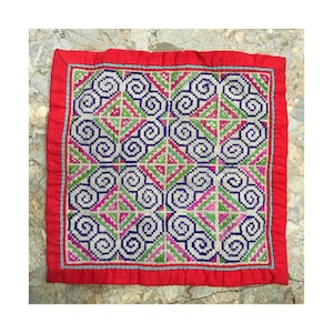 Vintage tribal Hmong embroidered square piece in the north of Vietnam