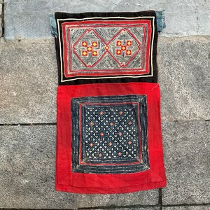 Vintage tribal Hmong batik batik portabebés del norte de Vietnam