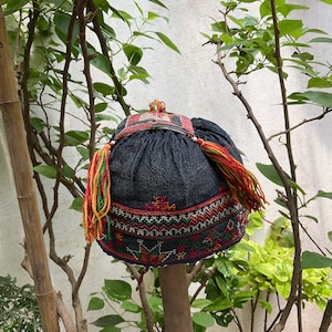 Vintage tribal Dao children&#39;s hat in the north of Vietnam