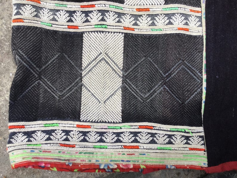 Vintage tribal RedDao women trousers hand embroidered cotton in LaoCai area,north of Vietnam