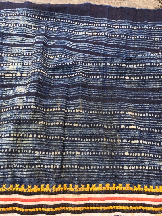 Vintage tribal Hmong hand woven silk cotton hemp … - image 9
