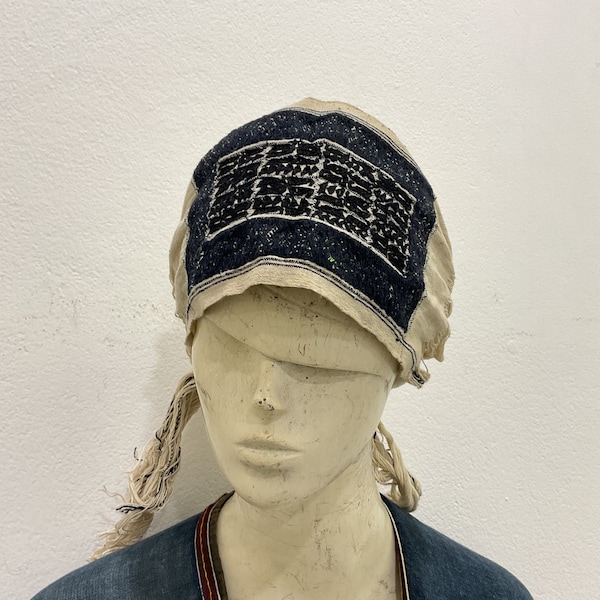 Vintage tribal DaoLanTien headscarf in the north of Vietnam