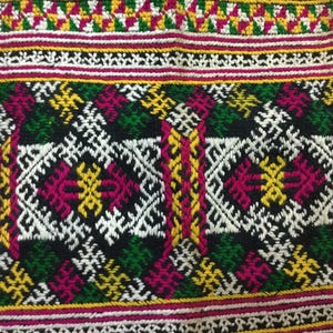 Vintage Tribal Red Dao Embroidery Head Covering in Tuyen Quang Area in ...