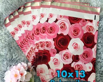 100 Pcs - 10x13 ( Beautiful Roses ) Designer Poly Mailer Shipping Mailers Water Resistant Shipping Tear Proof Lightweight Self Seal