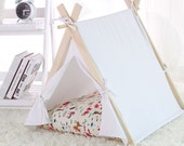 SALE! Dog Cat House pet tent bed mosquito  private space  Pet Products  Play tent with Poles pet tipi with poles, teepee, tepee, wigwam pad