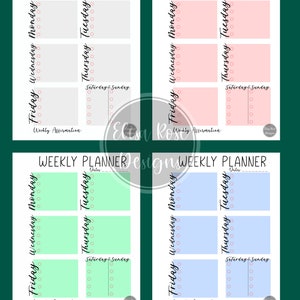 Printable Weekly Planners- Binder/clipboard- PNG Files- Weekly Planner ...