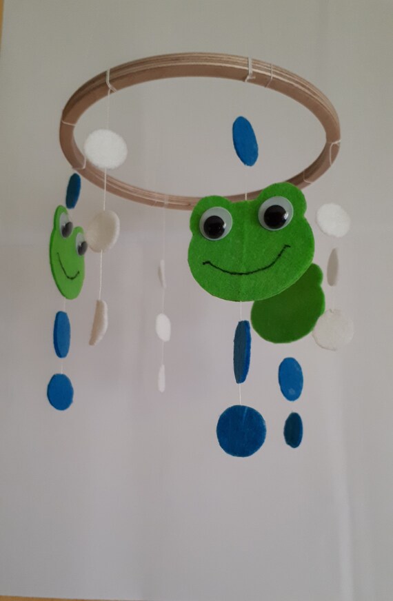 Baby Mobile Hanging Nursery Decor Handmade Felt Decor Nursery Decor Frogs