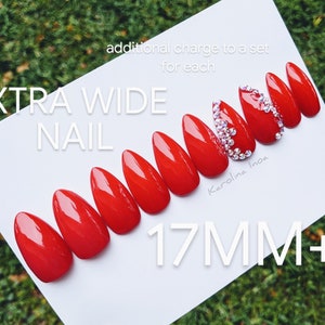 Additional charge to a set of nails from my shop for extra wide press on nails big thumbnails big nails big size nails wide nails