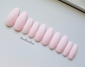 Light pink Pastel matte Press on nails - Any shape - Classic nails - Coffin Stiletto Almond Oval Round false nails P63